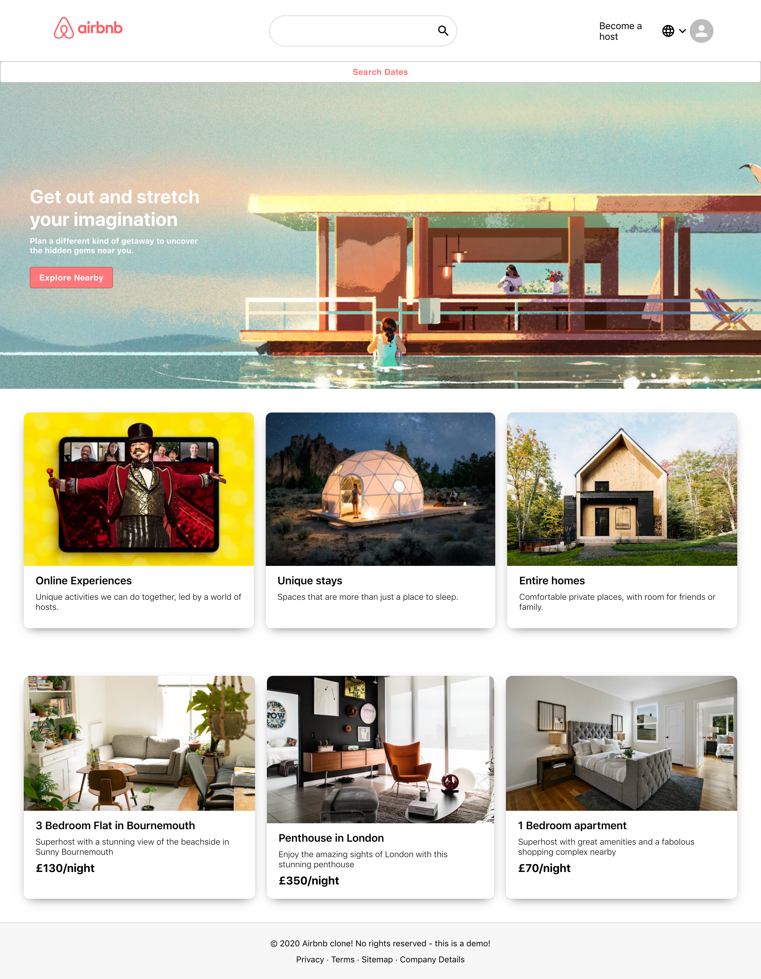 AirBNB clone, built with React