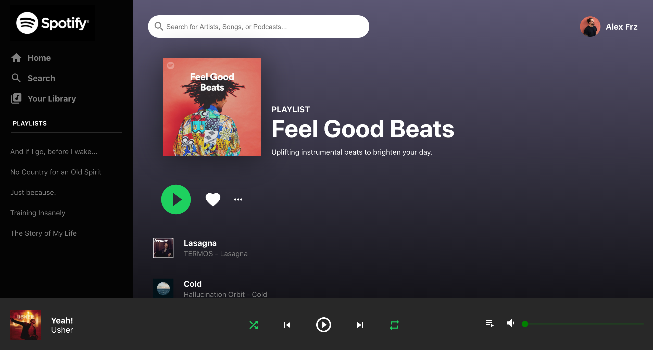 Spotify clone, built with React