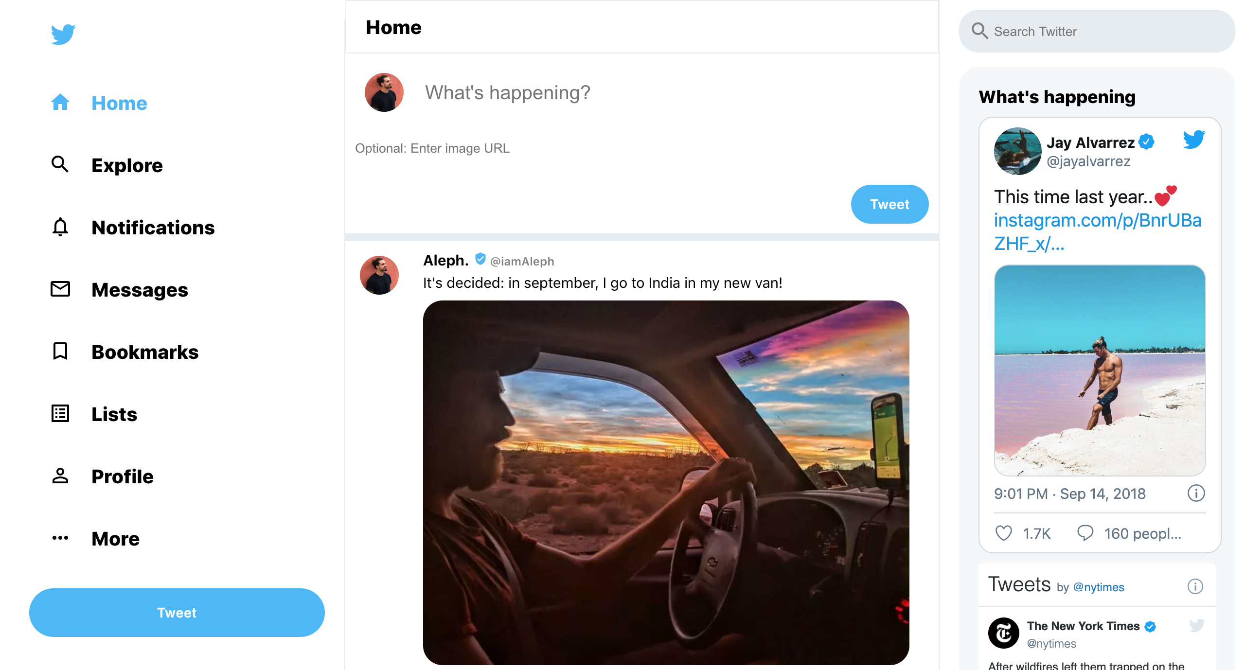 Twitter clone, built with React